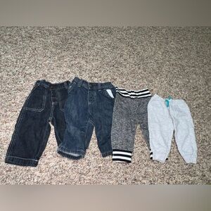 Boys, girls Stylish Kids Denim and Knit Bottoms Set, lot of‎ 4, 3-6 months